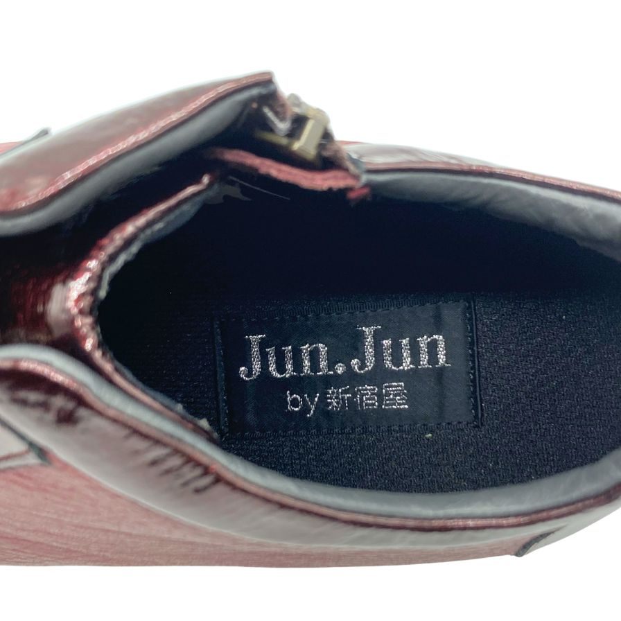 ジュンジュンバイ新宿屋 スニーカー ヒール レザー 3411 ワイン エナメルレザー 切替 レディース サイズ22.5 Jun.Jun by shinjukuya 約22.5cm【7-8】