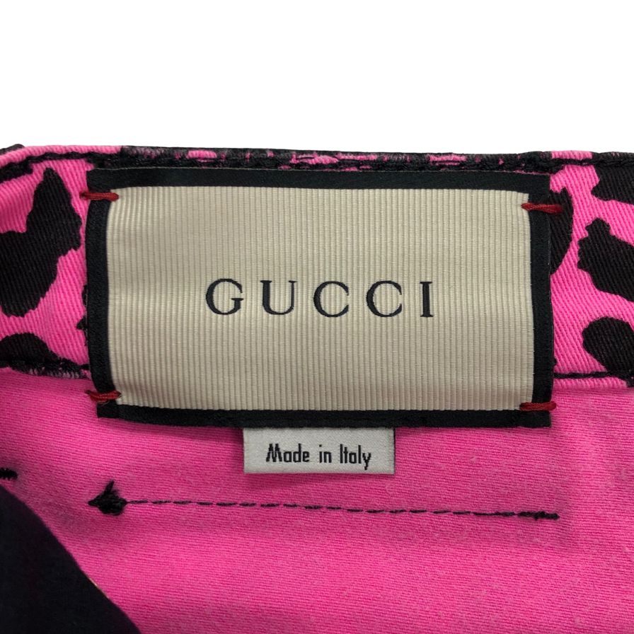 グッチ ビビットカラー スキニーパンツ レオパード柄 ストレッチ レディース サイズ28 ピンク GUCCI 【AFB25】