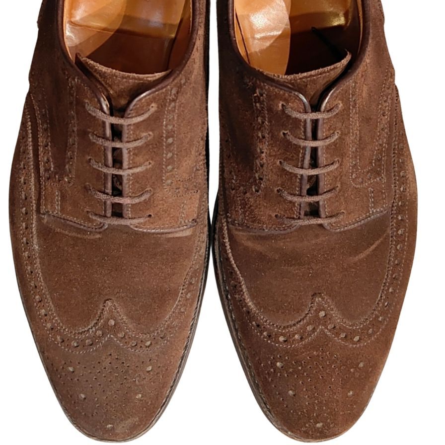 クロケット&ジョーンズ レザーシューズ SWANSEA ウイングチップ スエード ダークブラウン サイズUK7.5E メンズ CROCKETT&JONES ビジネスシューズ 約26.0cm【LA】【中古】