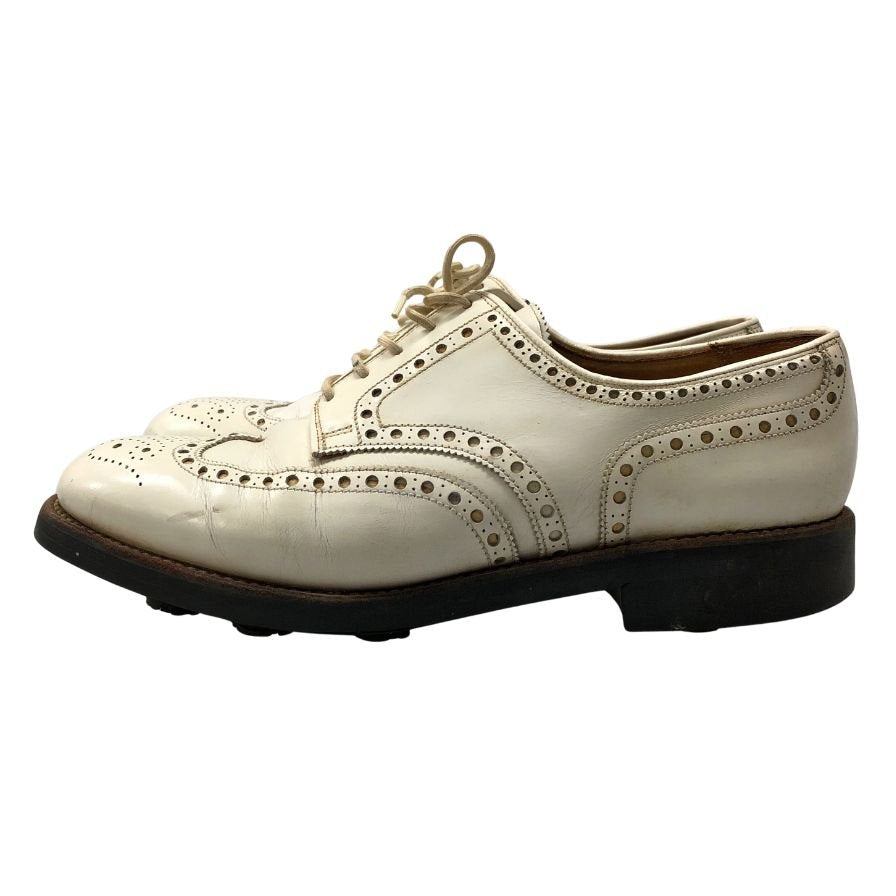 クロケット&ジョーンズ ゴルフシューズ バークデール メンズ サイズ6ハーフ ホワイト ウィングチップ Crockett&Jones 約25.0cm【AFC1】