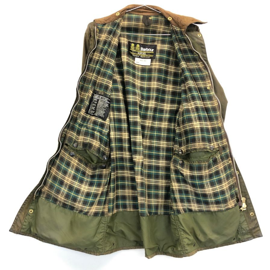 中古■バブアー ボーダー 2ワラント オイルドジャケット YKKジップ メンズ サイズC36 カーキ barbour 【AFA3】