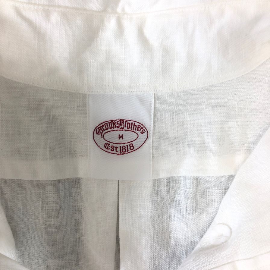 中古◆ビームス ブルックスブラザーズ 別注 半袖 リネン プルオーバー シャツ ホワイト Mサイズ BEAMS 【AFB2】