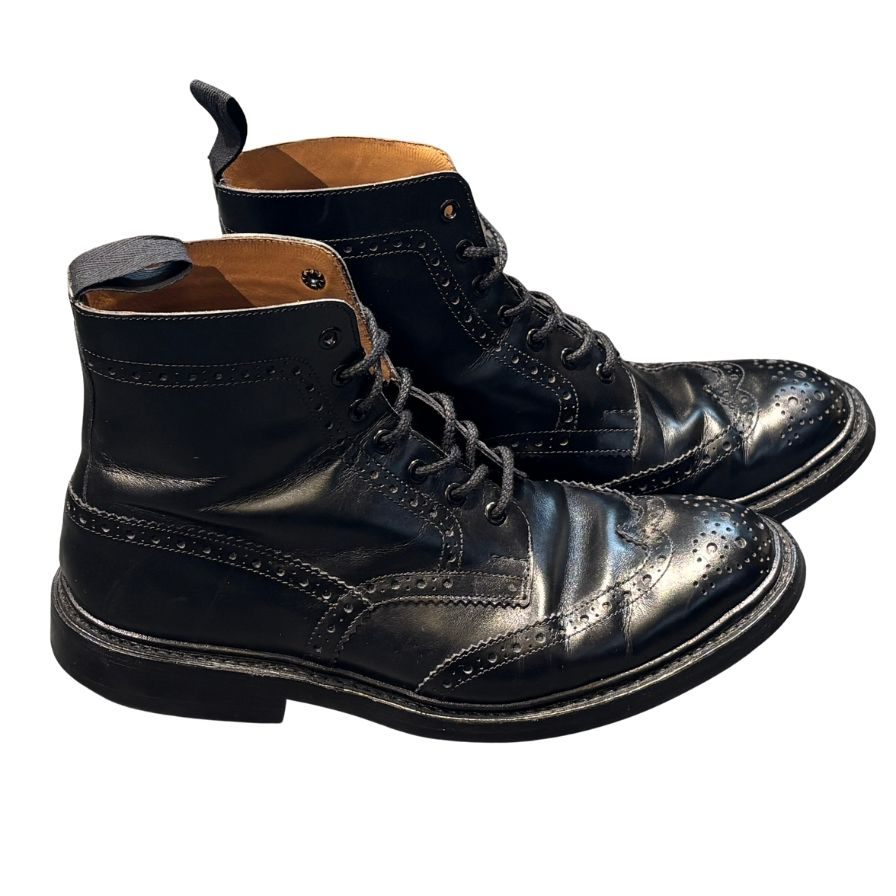 トリッカーズ カントリーブーツ S63419 ストウ ブラック メンズ サイズUK9.5 Tricker’s ブーツ 約28.0cm【LA】【中古】