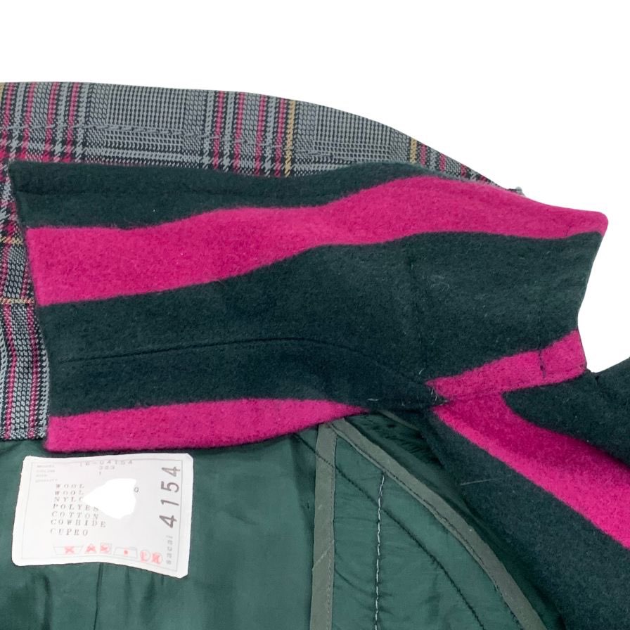 極美品◆サカイ 18年製 異素材ドッキングロングコート レディース サイズ1 18-04154 マルチカラー sacai 【AFA19】
