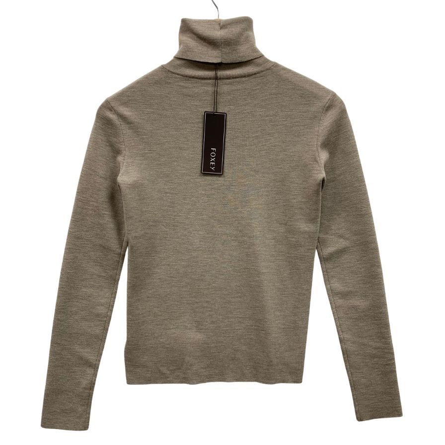 極美品◆フォクシー ニットセーター 39116 タートルネック レディース サイズ38 グレー系 FOXEY 【AFB22】
