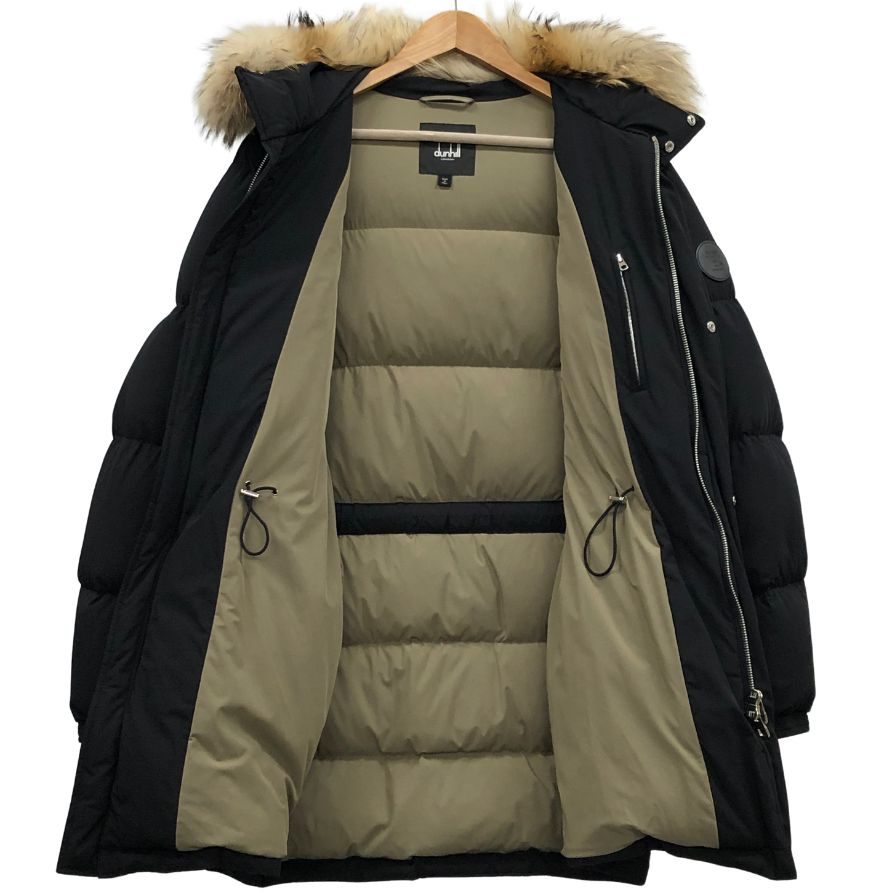 極美品◆ダンヒル ロンドン メンズ ラクーン ダウンハーフコート ファー付 サイズL ブラック dunhill london 【AFA13】