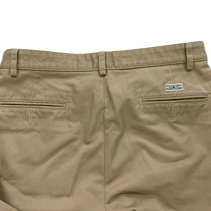 美品◆ポロ ラルフローレン チノパンツ 90年代 ポロチノ アメリカ製 コットン100% メンズ ベージュ サイズW32 L36 Polo Ralph Lauren POLO CHINO USA 【AFB15】