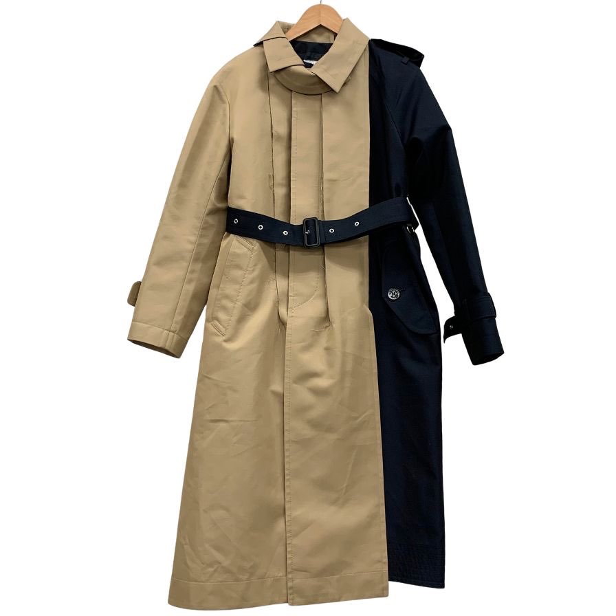 極美品◆サカイ 23年製 コットン ギャバジン コート 異素材切替 再構築 レディース サイズ1 23-06963 ベージュ ネイビー sacai 【AFA19】
