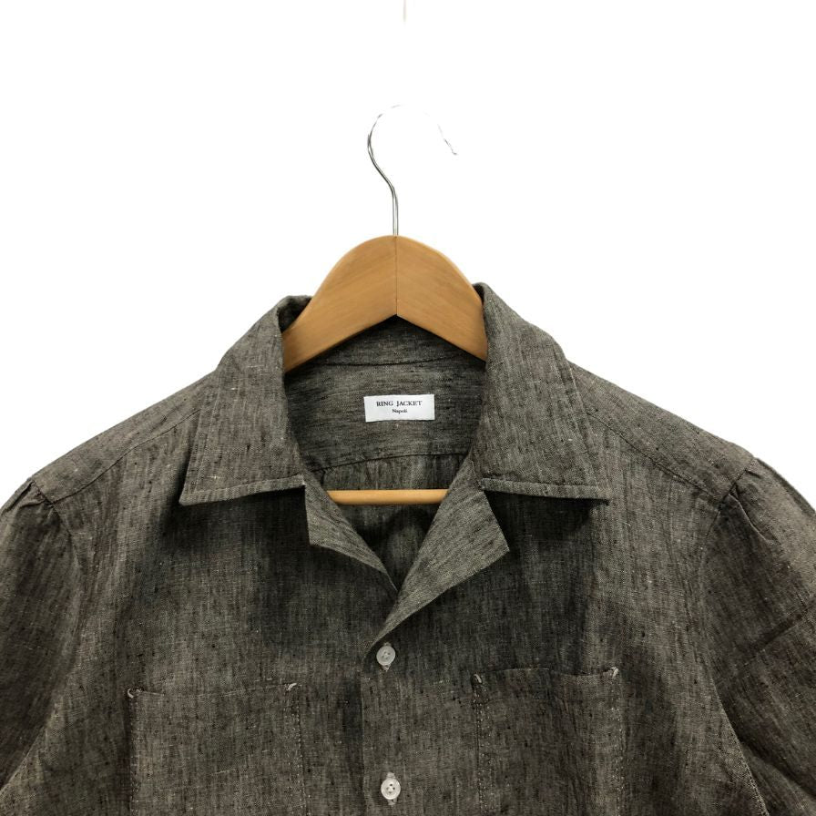 極美品◆リングヂャケット ナポリシャツ リネン グレー系 メンズ サイズL RING JACKET 【AFB36】
