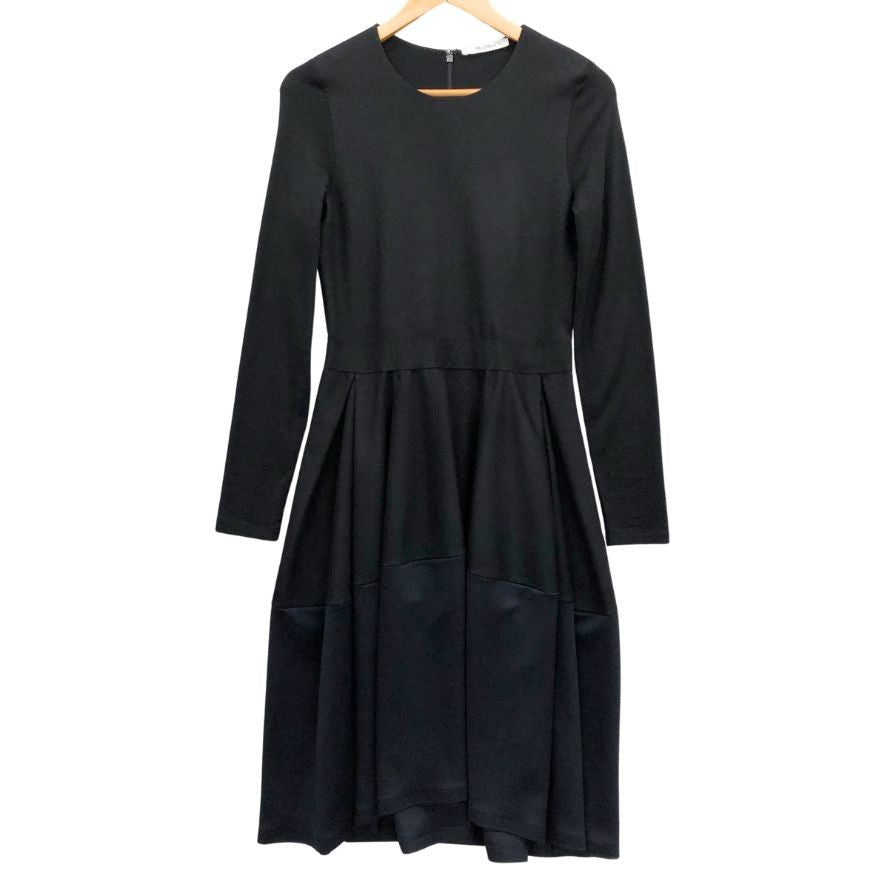 美品◆マックスマーラ ワンピース 長袖 カットソー ウール 切替 ネイビー レディース サイズ42 MAX MARA 【AFB25】