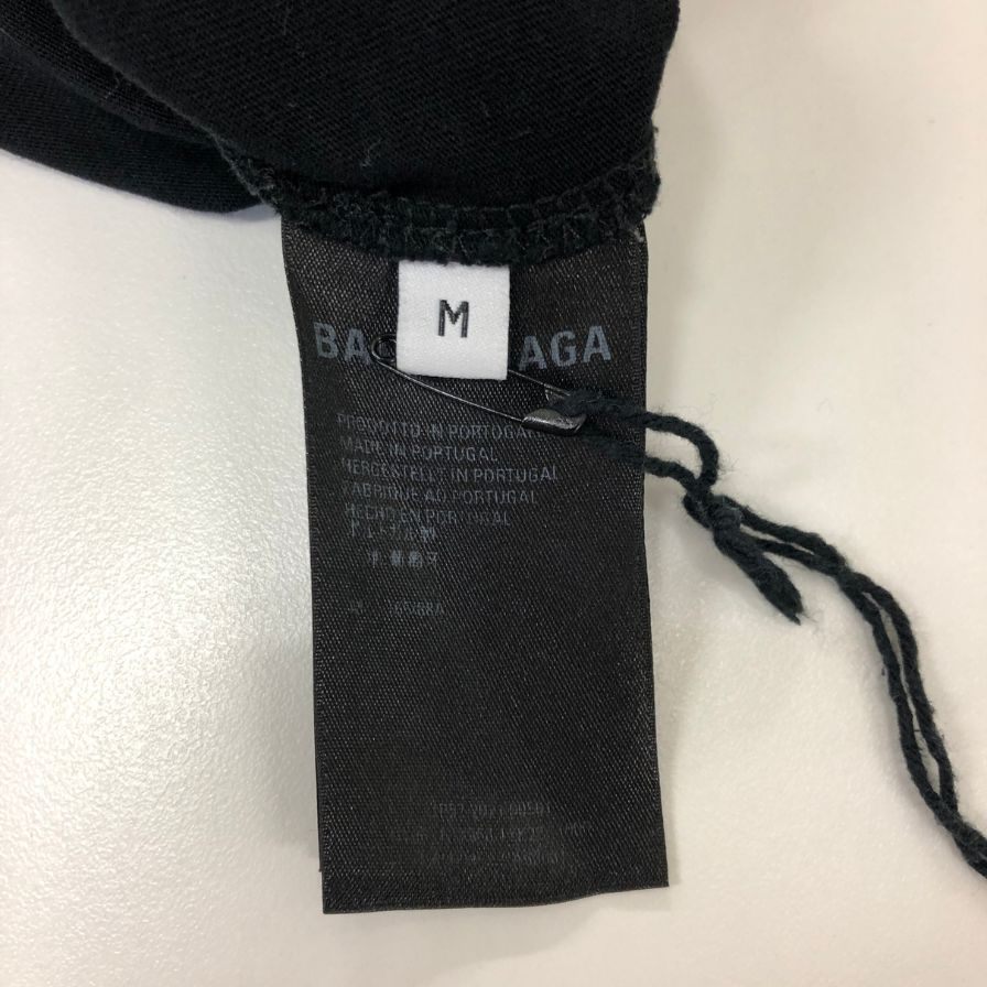 美品◆バレンシアガ Tシャツ コットン 613968 フロントロゴ ブラック サイズM BALENCIAGA 【AFB33】