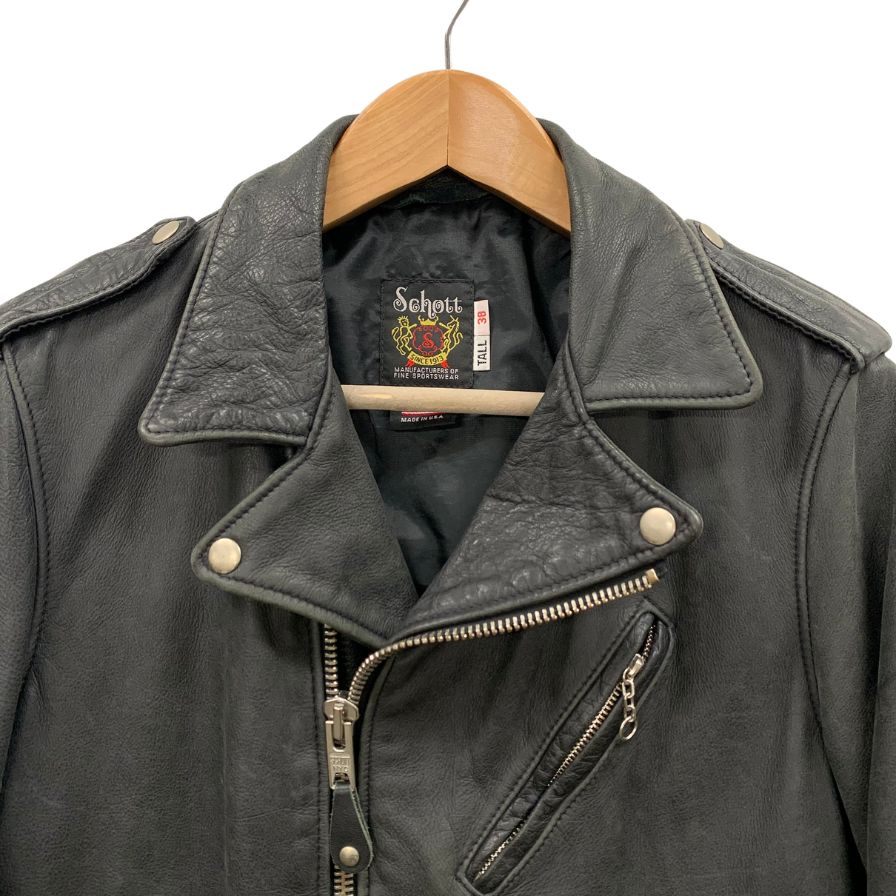 美品◆ショット レザージャケット ダブルライダースジャケット 7446 613WA ブラック サイズ38 メンズ Schott 【AFG1】