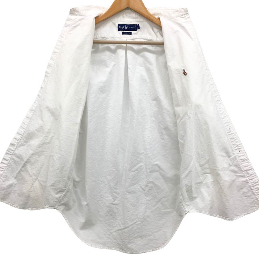 美品◆ラルフローレン 長袖 シャツ ボタンダウン コットン オックスフォード 90s 90年代 スモール ポニー 刺繍 ホワイト メンズ サイズ15 1/2-32 RALPH LAUREN 【AFB46】