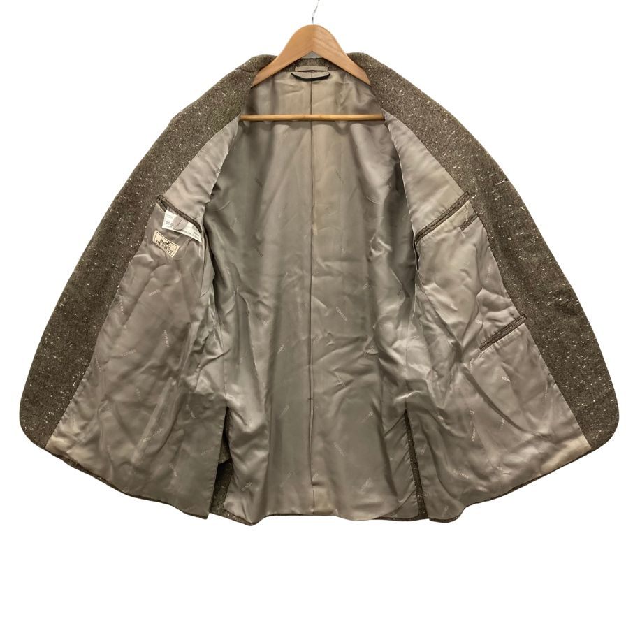 美品◆エルメス ツイードジャケット G9176 ウール カシミア ポリエステル ブラウン系 サイズ50 メンズ HERMES 【AFB36】