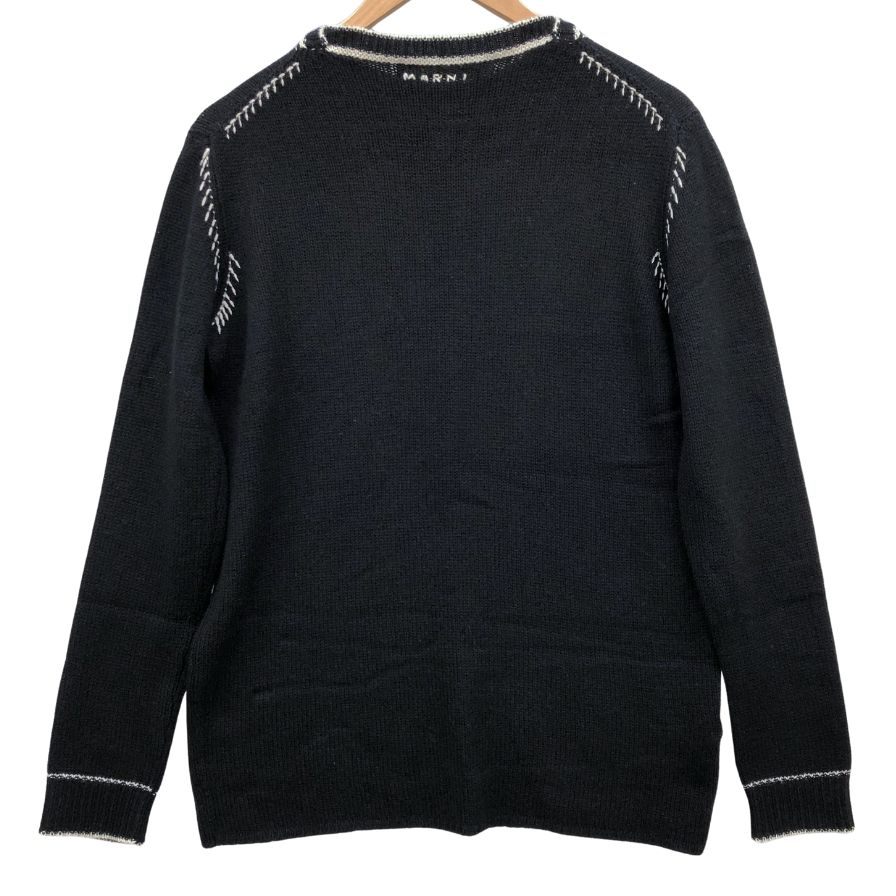 極美品◆マルニ ニット セーター カシミア100% ステッチあしらい レディース サイズ40 ブラック MARNI 【AFB29】