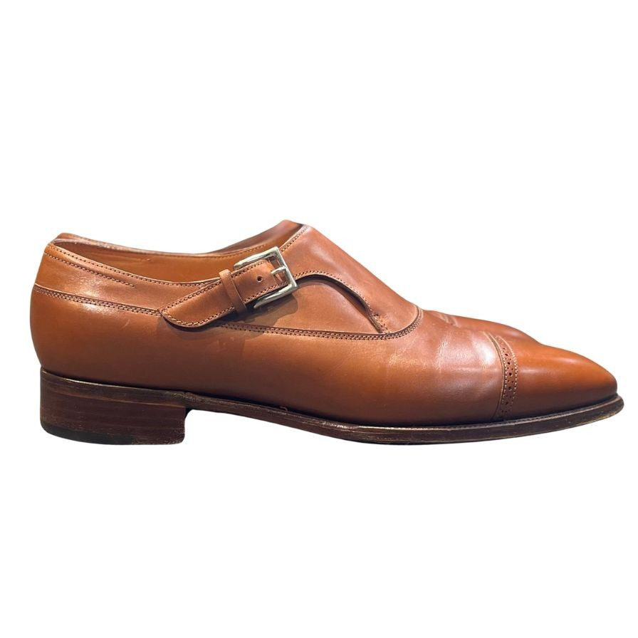 ジョンロブ レザーシューズ バークレー シングルモンク Jスタンプ ブラウン UK7E JOHNLOBB ビジネスシューズ 約25.5cm【LA】【中古】