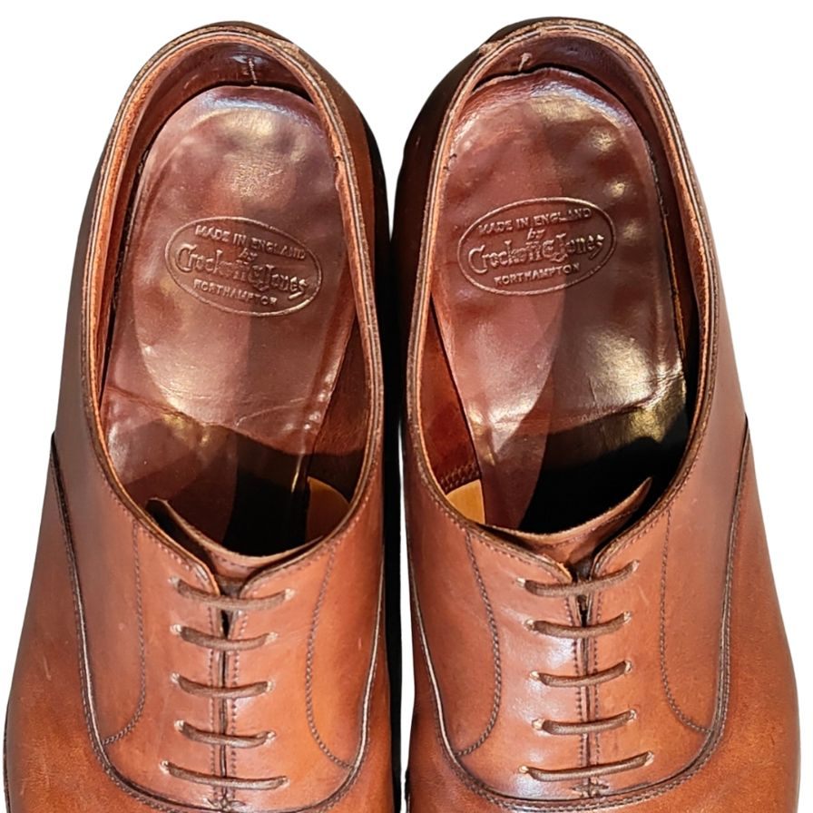 クロケット&ジョーンズ オードリー3 レザーシューズ ストレートチップ サイズUK8.5E メンズ ブラウン CROCKETT&JONES AUDLEY3 ビジネスシューズ 約26.5cm【LA】【中古】