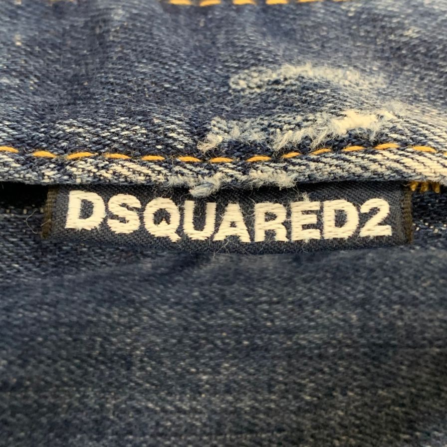 ディースクエアード デニムパンツ cool girl jean S75LA0628 ロゴ金具 ペイント加工 クラッシュ加工 コットン ポリウレタン ブルー系 レディース サイズ40 DSQUARED2 【AFB30】