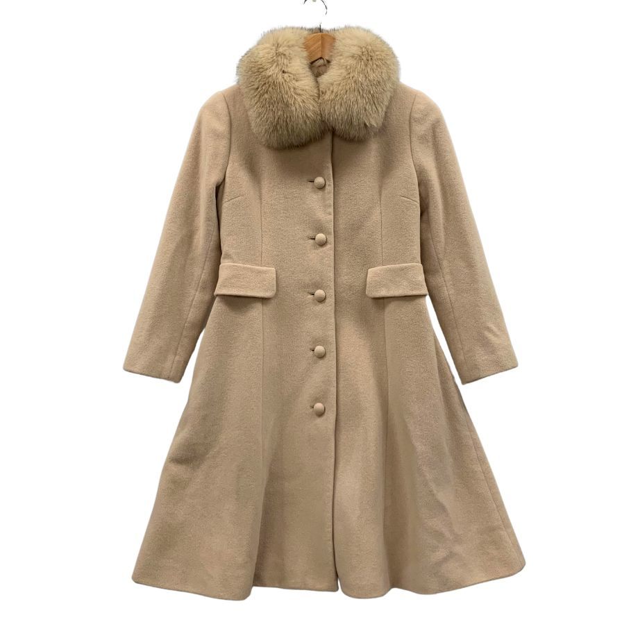 美品◆ハロッズ コート 16505111 アンゴラ フォックス ファー ベージュ レディース サイズ1 HARRODS 【AFA17】