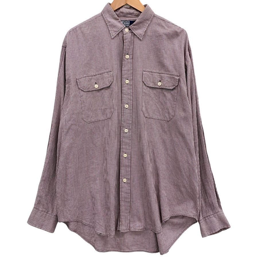 美品◆ポロ バイ ラルフローレン ワークシャツ ダブルポケット チェック メンズ サイズL POLO BY RALPH LAUREN 【AFB10】