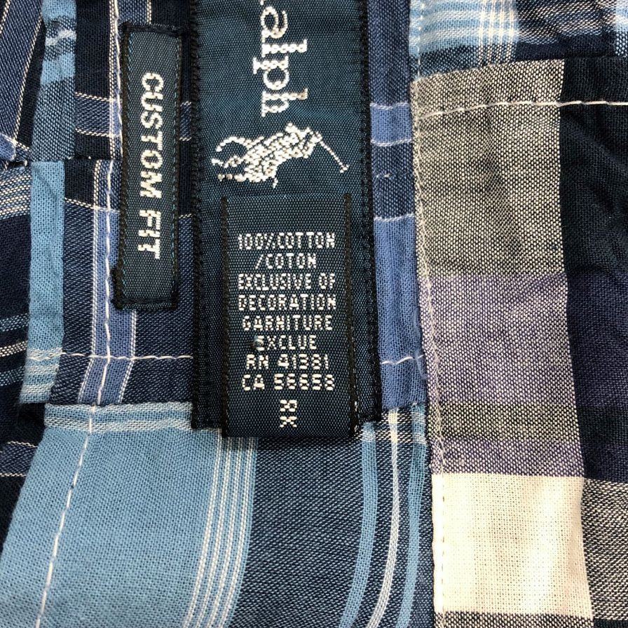 ラルフローレン 90S 長袖シャツ パッチワーク メンズ サイズXL Ralph Lauren【LA】