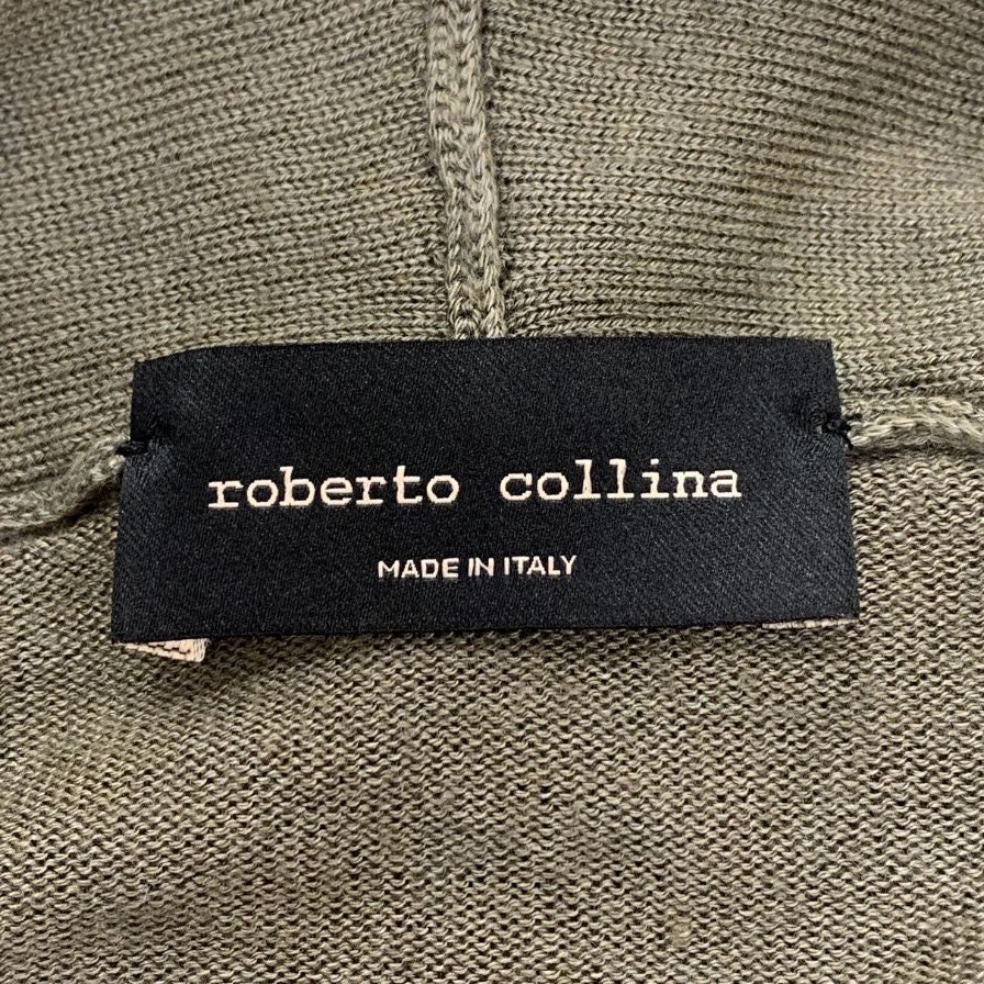 中古◆ロベルトコリーナ パーカー ニット ビスコース カシミア プルオーバー カーキ サイズ表記無し roberto collina 【AFB11】