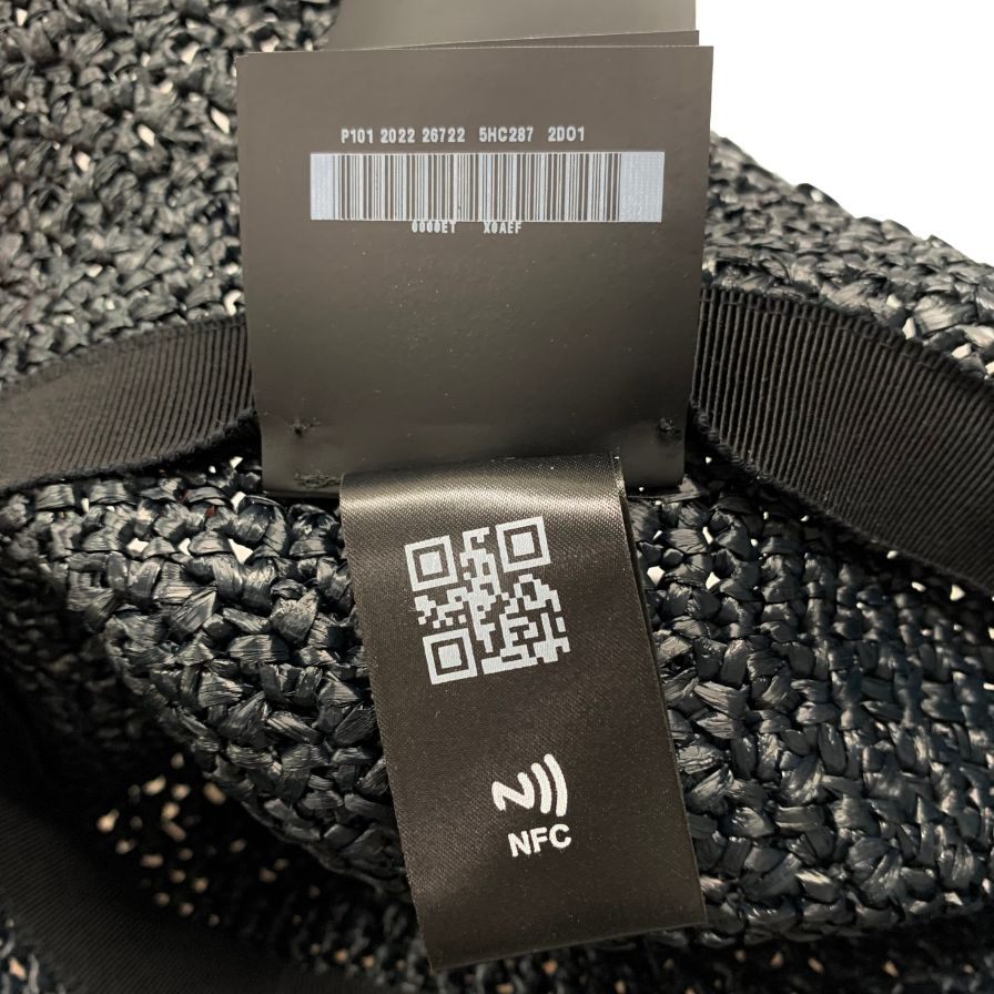 ミュウミュウ 22SS ハット ロゴ クロシェ ブラック レディース サイズL 5HC287 miu miu