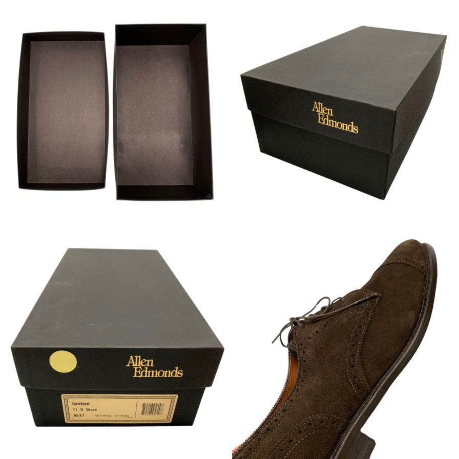 アレンエドモンズ レザーシューズ Sanford 6517 パンチドキャップ スエード ブラウン サイズ11 Allen Edmonds 約29.0cm【AFD14】