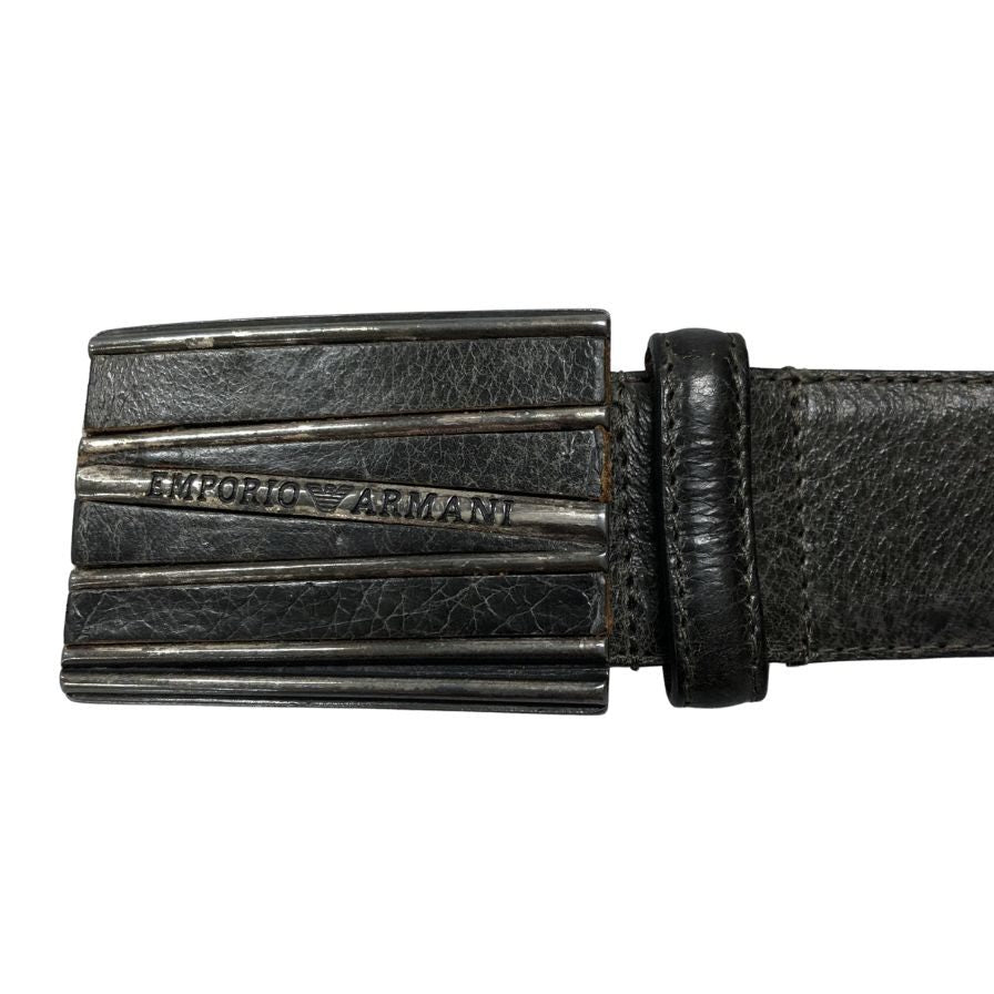 エンポリオ アルマーニ レザーベルト スクエア バックル メンズ サイズ48 ブラック系 EMPORIO ARMANI【AFI17】