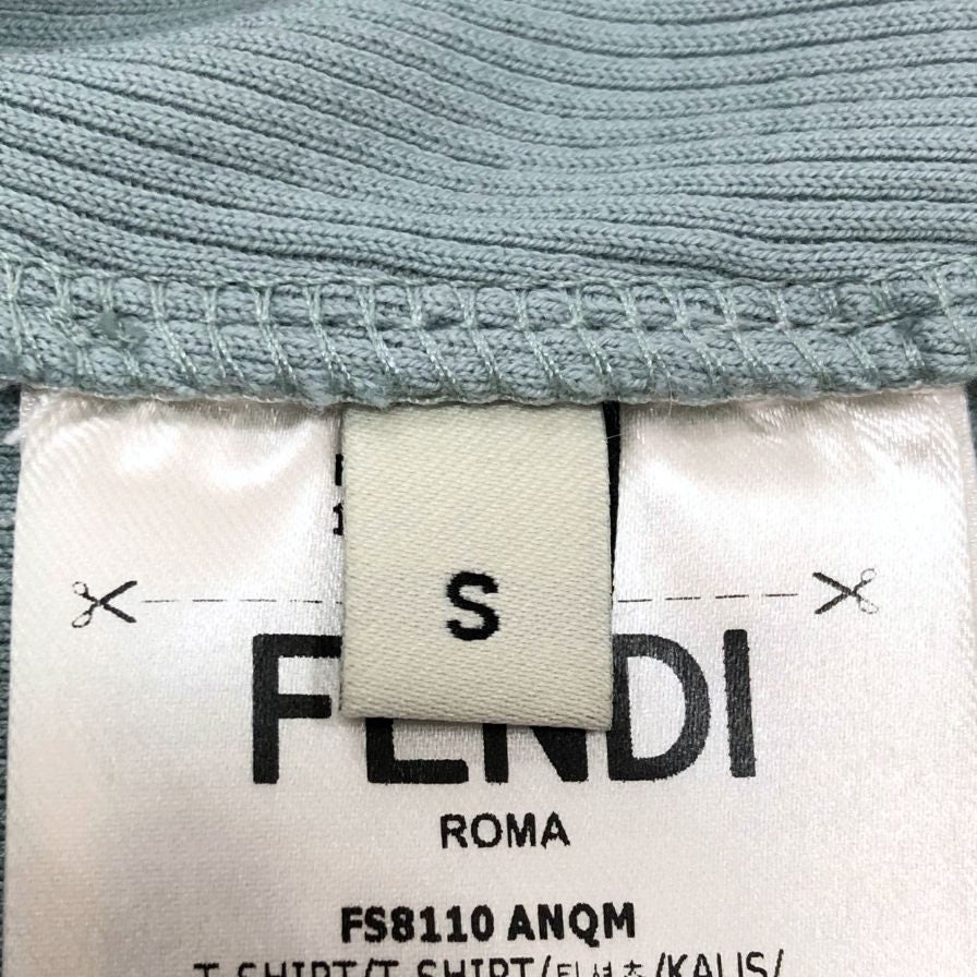 美品◆フェンディ 23SS 半袖Tシャツ クロップド ブルー系 レディース サイズS FS8110 FENDI 【AFB46】