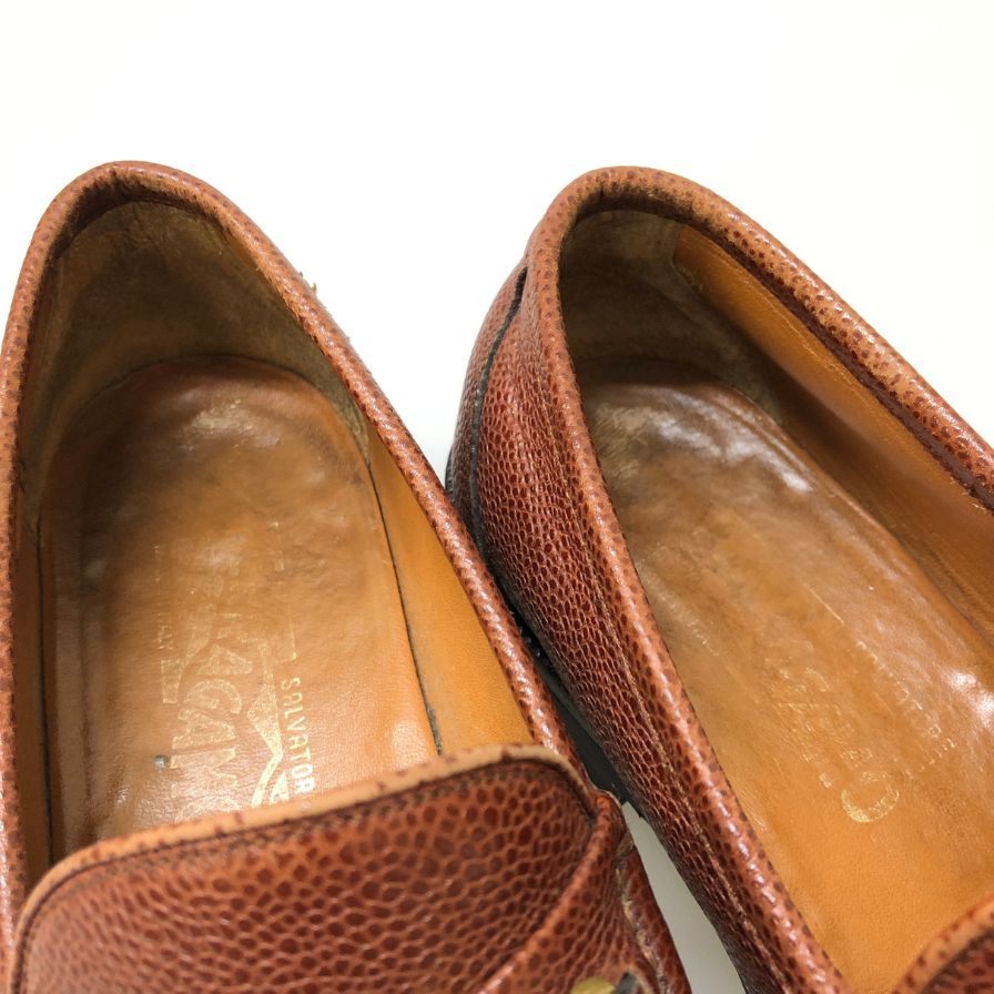 フェラガモ ビットローファー グレインレザー ガンチーニ金具 メンズ サイズ6EE ブラウン Ferragamo 約24.5cm【AFC47】