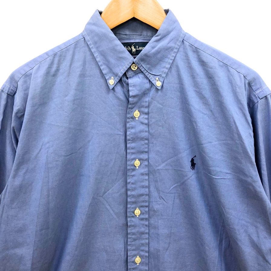 美品◆ラルフローレン 90S ボタンダウンシャツ ブルー メンズ サイズ15.5 RALPH LAUREN 【AFB42】