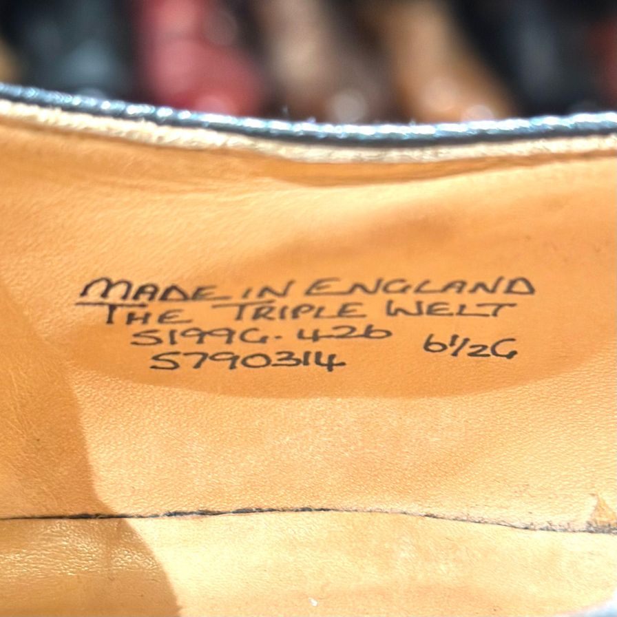 グレンソン レザーシューズ S199G 426 プレーントゥ トリプルウェルト グレインレザー ブラック サイズ6.5G GRENSON ビジネスシューズ 約25.0cm【LA】【中古】