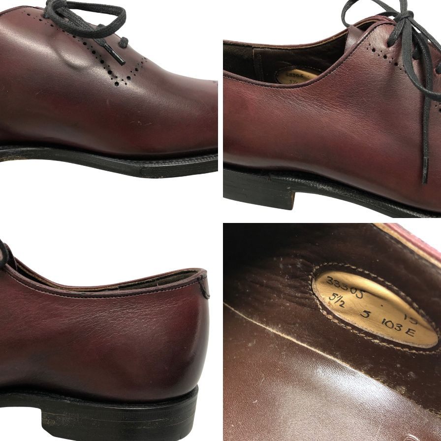 グレンソン レザーシューズ クォーターブローグ 内羽根 英国製 バーガンディ メンズ サイズ5.5E GRENSON ビジネスシューズ 約24.0cm【LA】【中古】