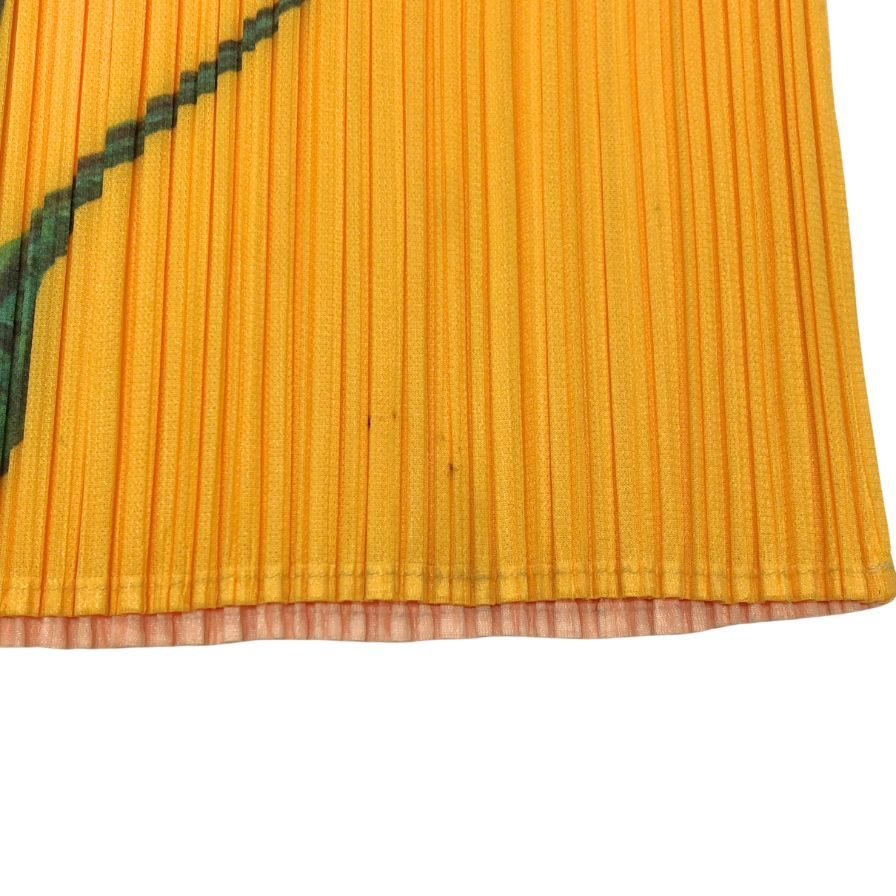 美品◆プリーツプリーズ イッセイミヤケ ノースリトップス カーネーション イエロー レディース サイズ3 PP06-JK101 PLEATS PLEASE ISSEY MIYAKE 【AFB7】