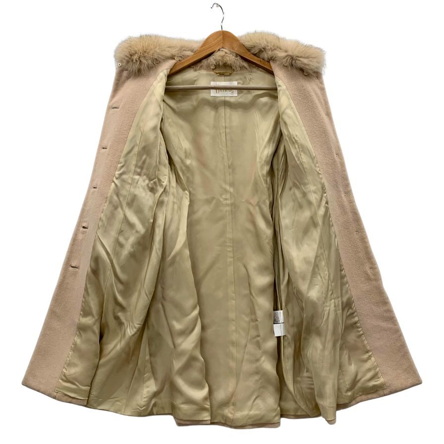 美品◆ハロッズ コート 16505111 アンゴラ フォックス ファー ベージュ レディース サイズ1 HARRODS 【AFA17】