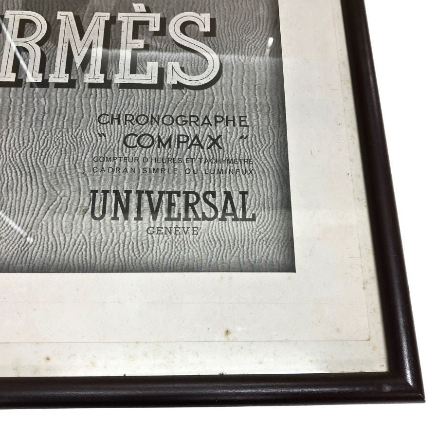 エルメス ポスター COMPAX 時計 1940年代 ヴィンテージ 額付き HERMES【AFE13】【中古】