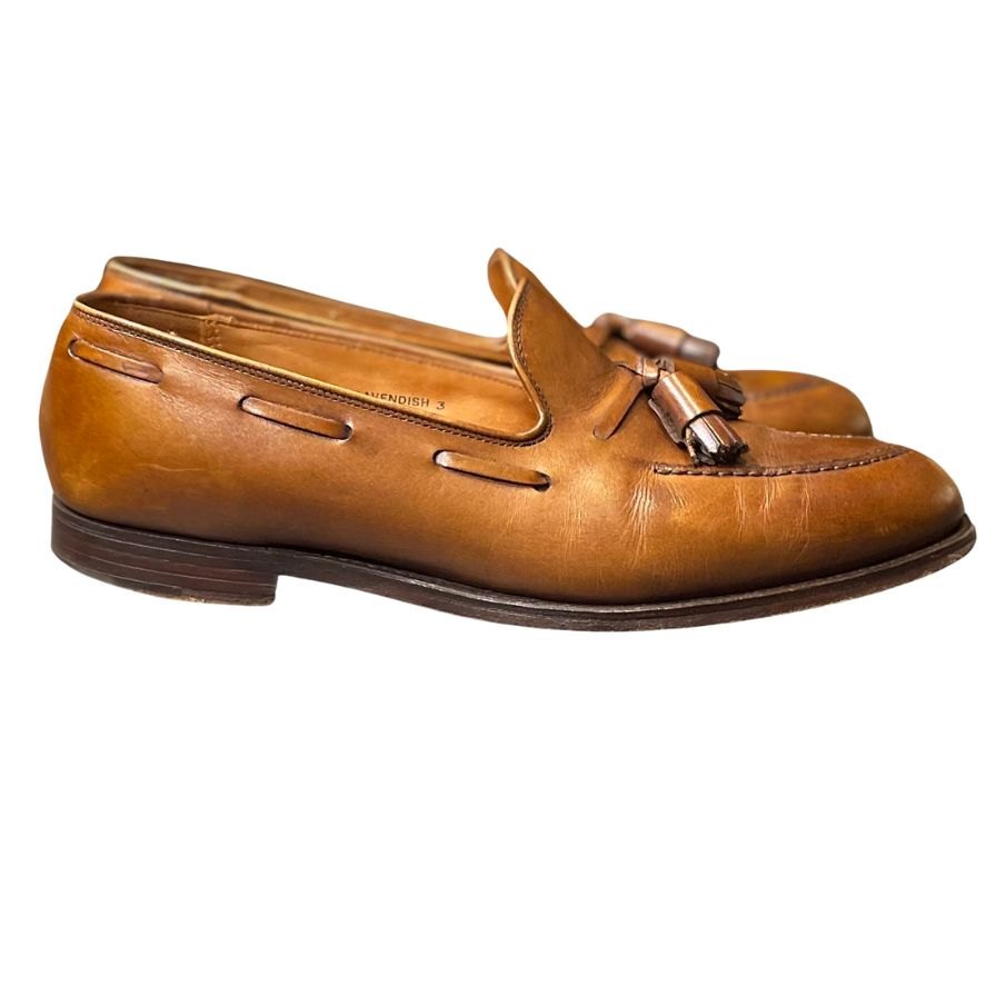 クロケット&ジョーンズ レザーシューズ キャベンデッシュ3 タッセルローファー カーフ ブラウン サイズUK7.5E CROCKETT&JONES ローファー 約26.5cm【LA】【中古】