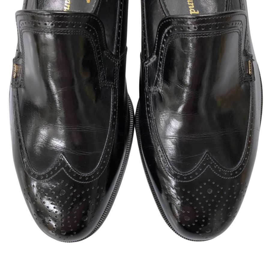 バリー ローファー ウイングチップ レザー スリッポン ブラック メンズ サイズUK7 BALLY 約25.0cm【AFC9】