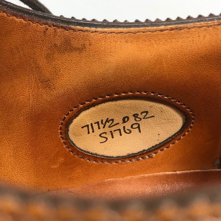 エドワードグリーン レザーシューズ サンドリンガム フルブローグ メンズ ブラウン サイズ7D EDWARD GREEN ビジネスシューズ 約25.5cm【LA】【中古】
