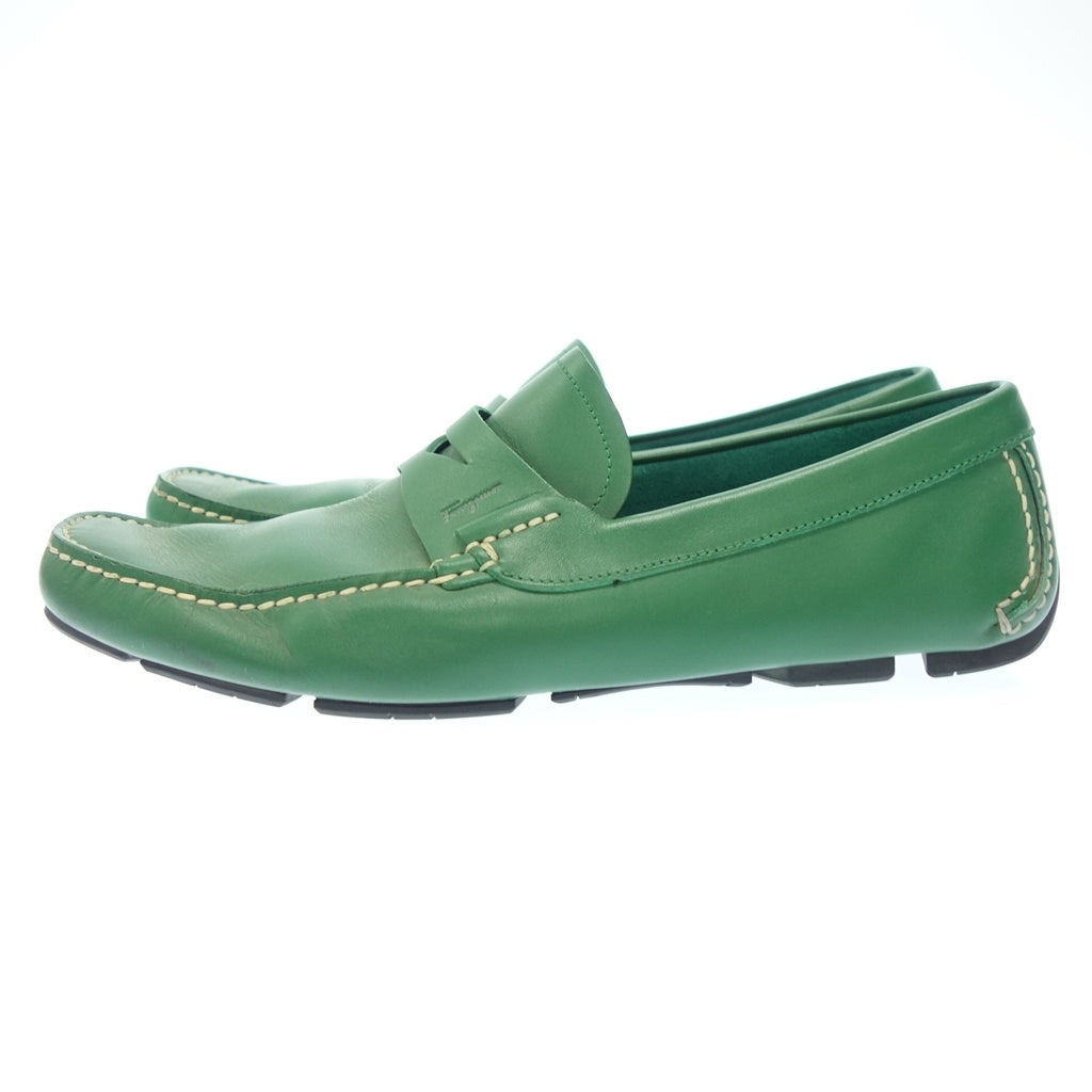 中古◆サルバトーレ フェラガモ ドライビングシューズ レザー メンズ グリーン サイズ8 Salvatore Ferragamo【AFC35】