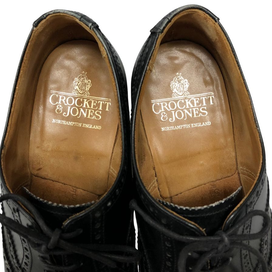 クロケット&ジョーンズ レザーシューズ フルブローグ フィンズベリー カーフ ラスト341 ブラック メンズ サイズ5.5 Crockett&Jones FINSBURY 約24.5cm【AFD6】