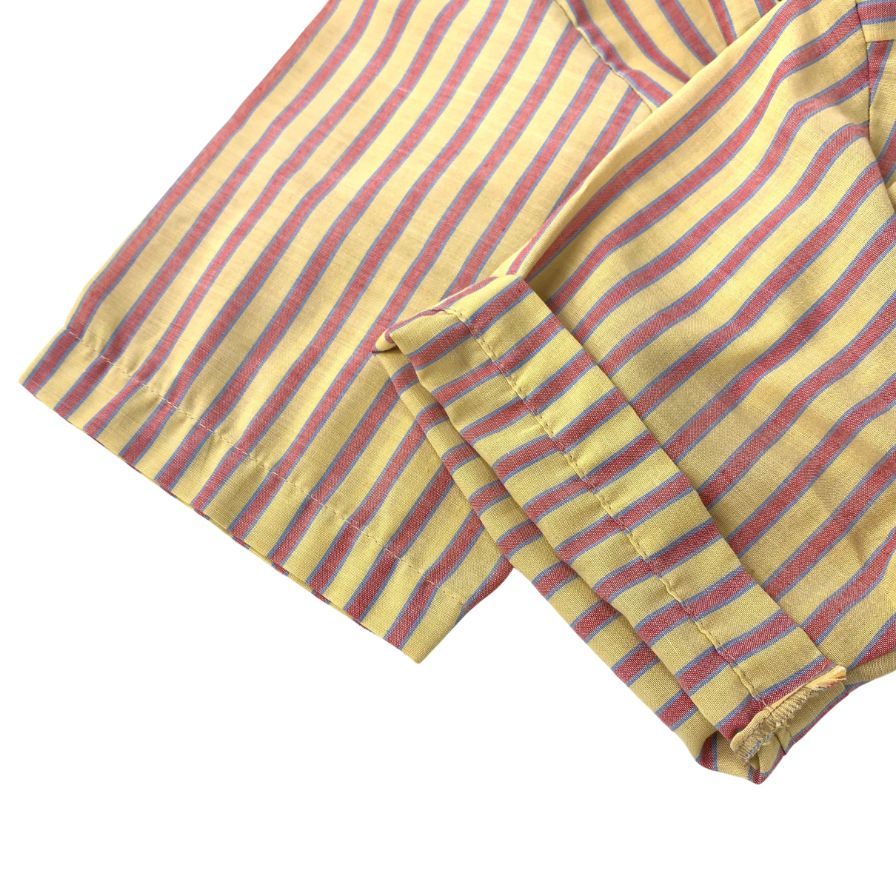 美品◆キャンパス レギュラーカラーシャツ 60年代 半袖 ストライプ メンズ イエロー&ピンク サイズM CAMPUS NEVER IRON 【AFB28】