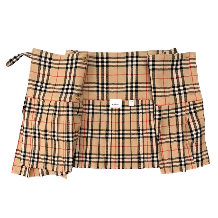 バーバリー スカート ノバチェック カットオフ ベルト ミニスカート プリーツ 現行 ベージュ系 レディース サイズUK6 BURBERRY LONDON【AFB40】