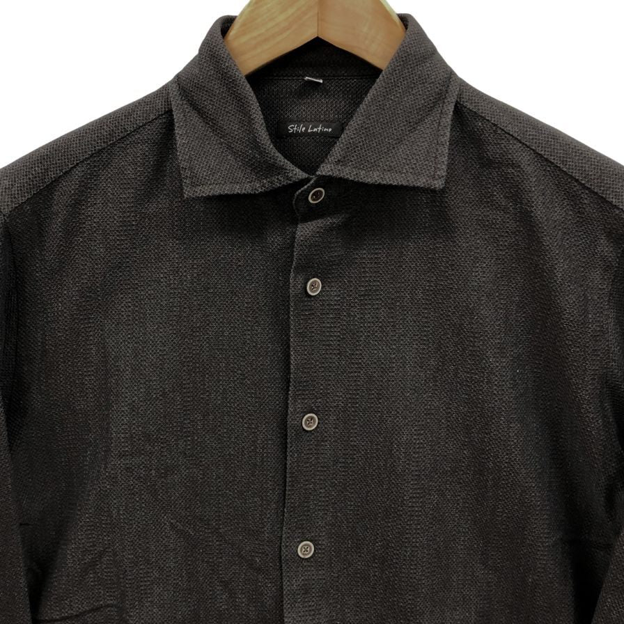 美品◆スティレラティーノ ドレスシャツ コットン ブラック メンズ サイズ50相当 Stile Latino 【AFB6】