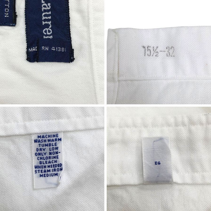 美品◆ラルフローレン 長袖 シャツ ボタンダウン コットン オックスフォード 90s 90年代 スモール ポニー 刺繍 ホワイト メンズ サイズ15 1/2-32 RALPH LAUREN 【AFB46】
