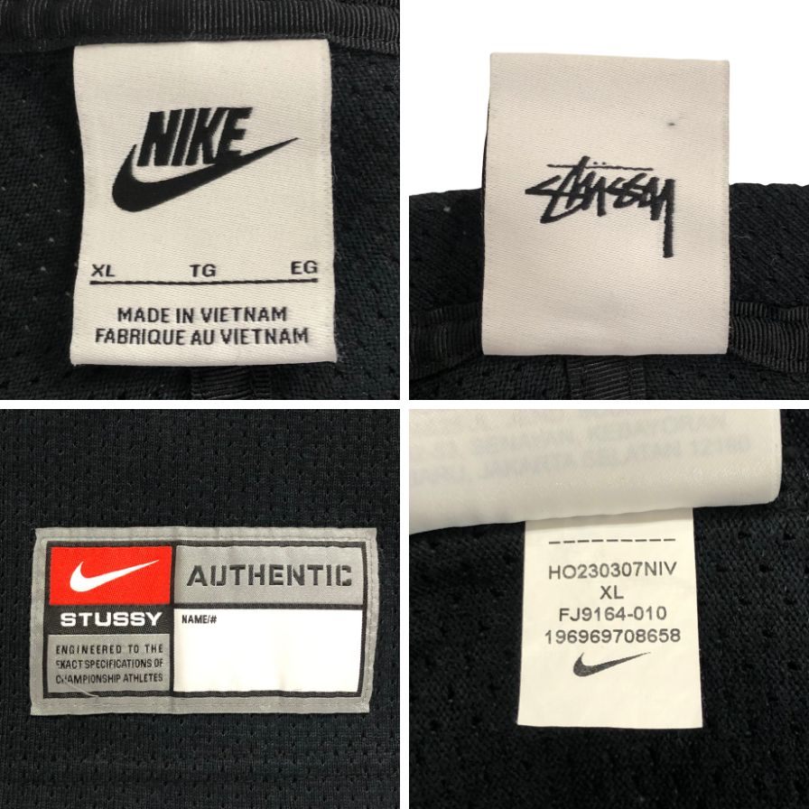 美品◆ステューシー×ナイキ カットソー ドライフィット メッシュジャージ ブラック メンズ サイズXL FJ9164ー010 STUSSY×NIKE 【AFB30】