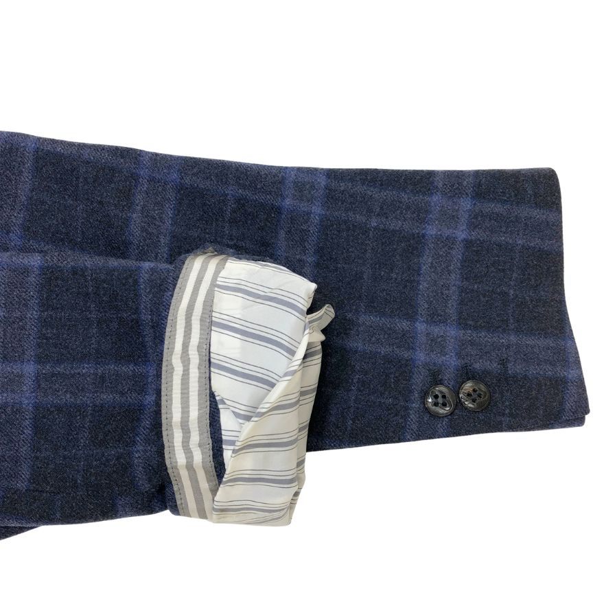 中古◆ブリオーニ 2B ウールジャケット ブルーチェック サイズXS メンズ イタリア製 Brioni 【AFB36】