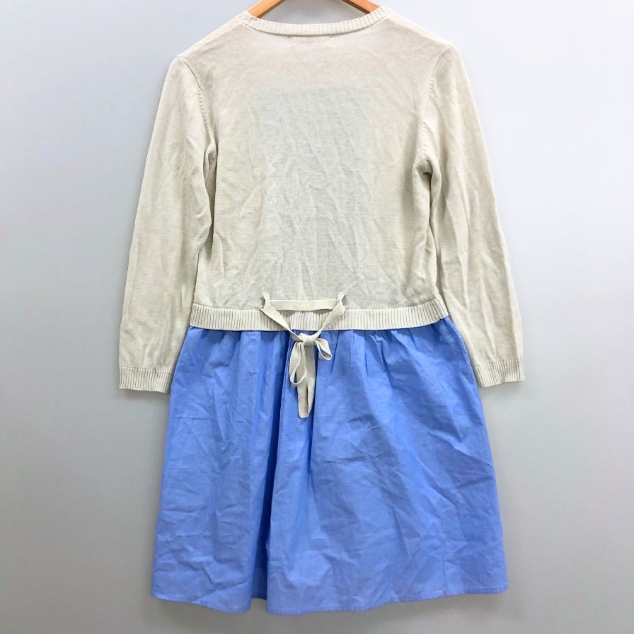 美品◆ギャラリービスコンティ ワンピース ニット シャツ 切替 ドッキング グレー ブルー レディース サイズF GALLERY VISCONTI 【AFB10】