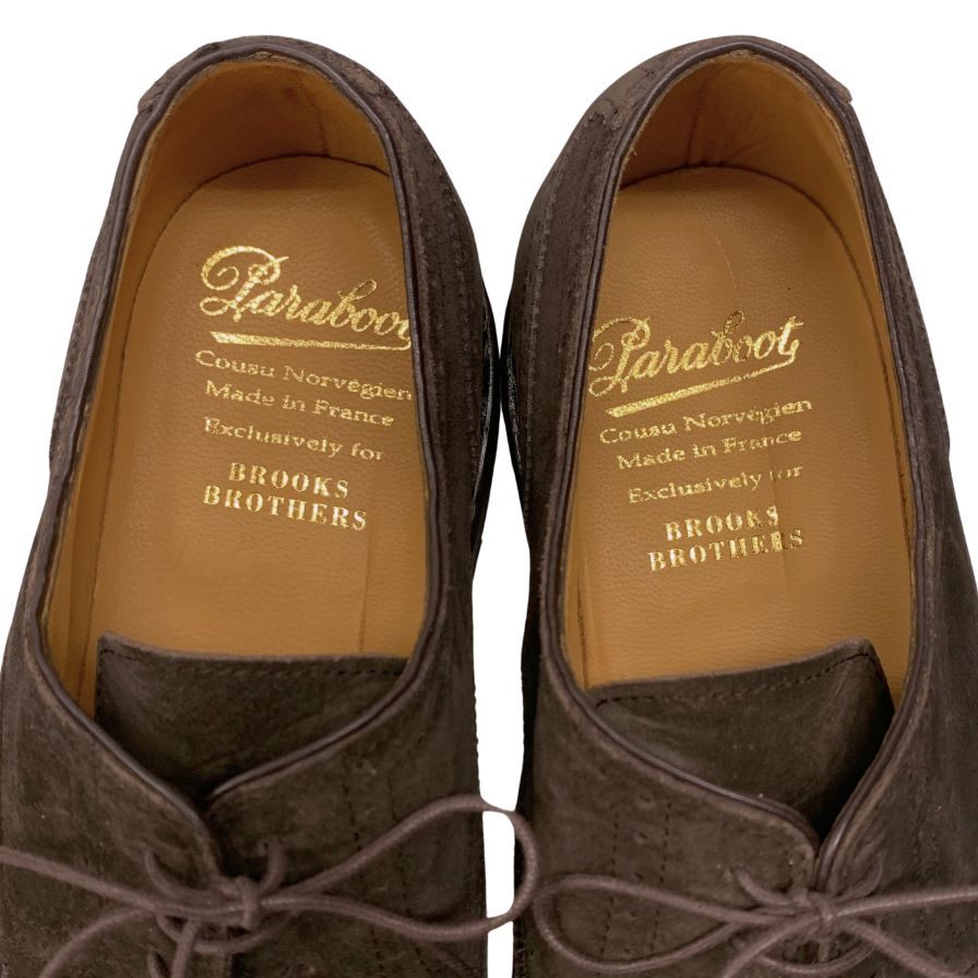 パラブーツ ブルックスブラザーズ レザーシューズ ウイングチップ フルブローグ スエード サイズ9.5 ブラウン Paraboot Brooks Brothers ビジネスシューズ 約28.0cm【LA】【中古】